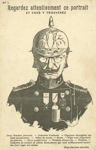 World War I anti-German propaganda postcard by French School