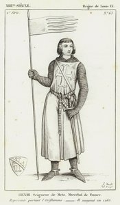 13th Century, Reign of Louis IX, Henri, Seigneur de Metz, Marshal of France, Represented Carrying the Oriflamme, He Died in 1265