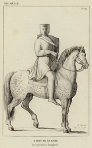 12th Century, War Attire, Early Templars (engraving)