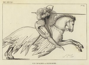 12th Century, A Horseman or Gendarme (engraving) by French School