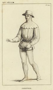 14th Century, Gardener (engraving) by French School