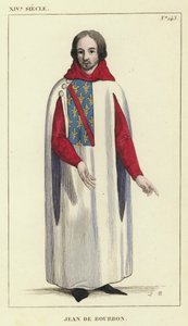 14th Century, Jean de Bourbon (colored engraving) by French School