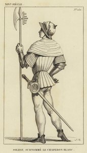 14th Century, Soldier, Nicknamed the White Hood (engraving) by French School