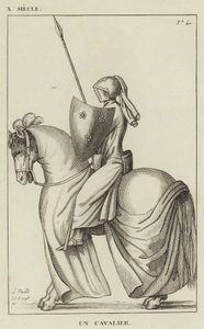 10th Century, A Horseman (engraving) by French School