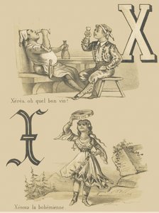 Xeres, oh what a good wine! / Xenova the Bohemian by French School