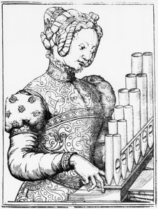Young Woman Playing a Portative Organ by French School