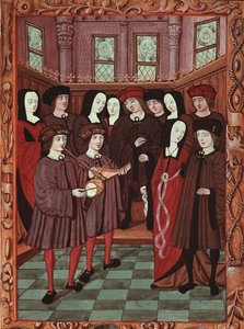 Young Couple Listening to Musicians (manuscript image)