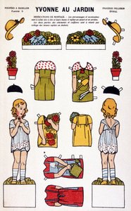 Yvonne in the garden: decoupage. 19th century by French School