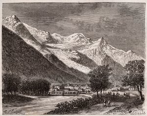 The valley of Chamonix and Mont Blanc - engraving in 
