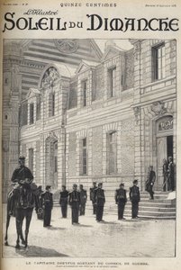 The Dreyfus affair - The captain Alfred Dreyfus leaving the Conseil de guerre - Dreyfus case - Rennes Trial - Alfred Dreyfus leaving the Conseil de guerre (1899) - Le soleil du dimanche of 1899 by French School