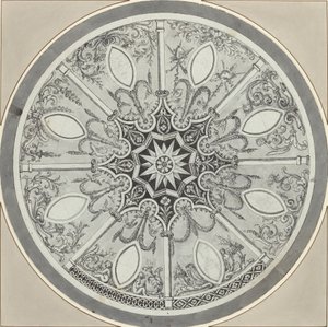 Design for an Inlaid Circular Table Top, with Alternatives