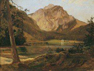 The Vorderer Langbathsee with the Höllengebirge by Friedrich August Mathias Gauermann