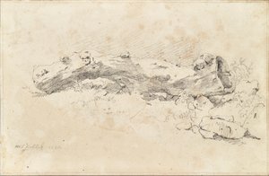 Lying Hollow Tree Trunk by Friedrich August Mathias Gauermann