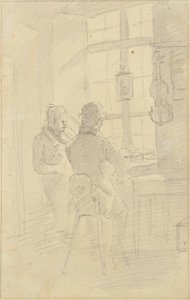 Two Men Playing Violin by Friedrich August Mathias Gauermann