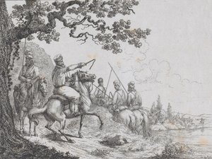 Cossacks Riding Along a Riverbank, 1814 by Friedrich August de La Belle