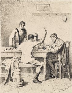 Soldiers Playing Cards by Friedrich Friedländer Ritter von Malheim