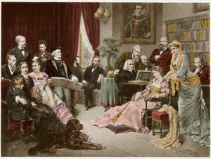 Richard Wagner and Liszt at Bayreuth with Cosima and Siegfried - After Fritz Georg Papperitz by Friedrich Georg Papperitz