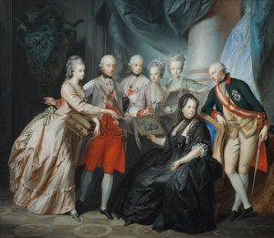 Archduchess Marie Christine and Duke Albert of Saxony-Teschen Presenting Family Pictures from Relatives in Italy