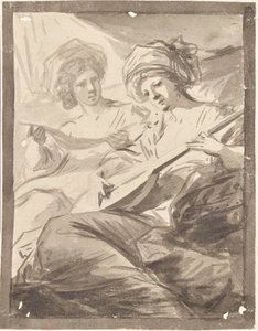 Two Women with Mandolin (Study for the Double Portrait of the Sisters Victoire and Sophie von Fries?) by Friedrich Heinrich Fuger