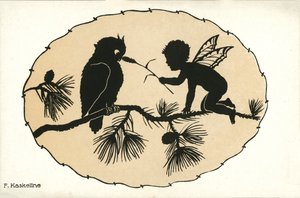 Silhouette of a Boy and a Bird by Friedrich Kaskeline