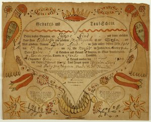 Birth and Baptismal Certificate, c. 1790-1800 by Friedrich Krebs