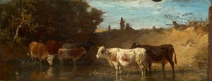 Cows at the Watering Place by Friedrich Voltz