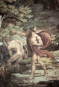 Escape from the Cave of the Blinded Polyphemus, Scenes from the Odyssey by Friedrich the Elder Preller