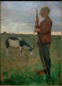 Shepherd Boy with Goat by Fritz Mackensen