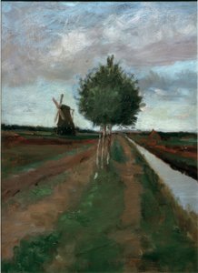 Mill and Road with Birch Trees by Fritz Mackensen