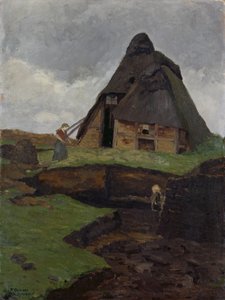 Mire Cottage with Child by Fritz Overbeck