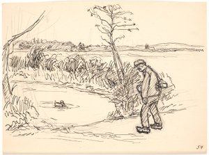 The farmer by the frozen lake by Fritz Syberg