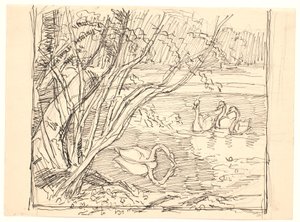 A Lake with Four Swans by Fritz Syberg