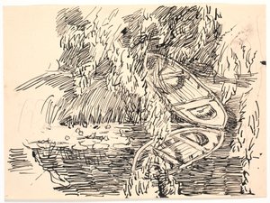 A Forest Lake with Two Rowboats by Fritz Syberg