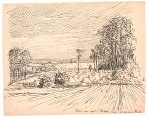The hay was raised in stacks down in the green meadows by Fritz Syberg