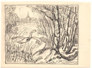 Landscape with a Swan Taking Off by Fritz Syberg