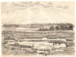 Mosel Landscape with Low Sun by Fritz Syberg