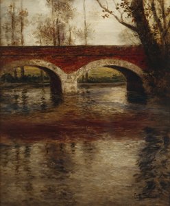 A River Landscape with a Bridge by Fritz Thaulow