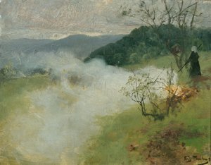 Bonfire of Garden Rubbish by Fritz Thaulow