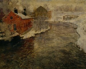 Factories by the Akerselva River by Fritz Thaulow