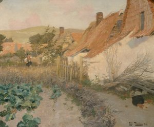 France, Woman in the field by Fritz Thaulow