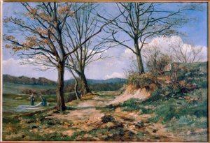 Taunus Landscape with Washerwomen by Fritz Wucherer
