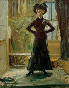 Portrait of the Daughter in Black Costume by Fritz von Uhde