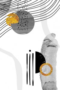Modern Gold Grey Abstract by Fun Qui