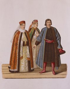 Clothing of the unmarried Boyars daughters at the Time of Peter I, from the series Clothing of the