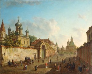 View from the Lubyanka Square to the Vladimir Gate in Moscow, Russia
