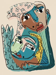 Abstract Faces Embrace