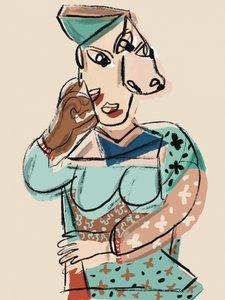 Cubist Woman Portrait