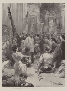 The Pilgrimage of the Holy Year, Pilgrims at the Shrine of Our Lady of the Rosary at Pompeii by G.S. Amato