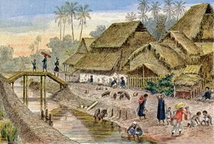 An Annamese Village, French Indochina, c.1900