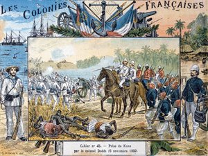 The Siege of Kana by General Alfred-Amedee Dodds, 6th November 1892 (engraved by L. Geisler)